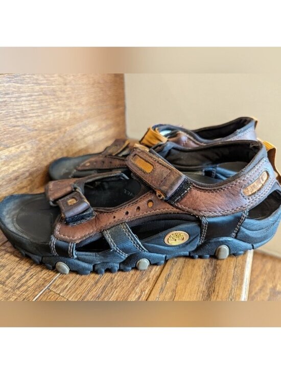 Timberland Leather Sandals, Brown & Black Walking Shoes mens Size 9 main image 4